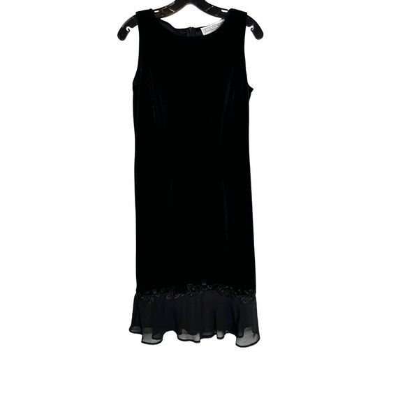 VINTAGE 90'S JESSICA HOWARD WOMEN'S BLACK VELVET COCKTAIL DRESS SZ 6 - Picture 2 of 6